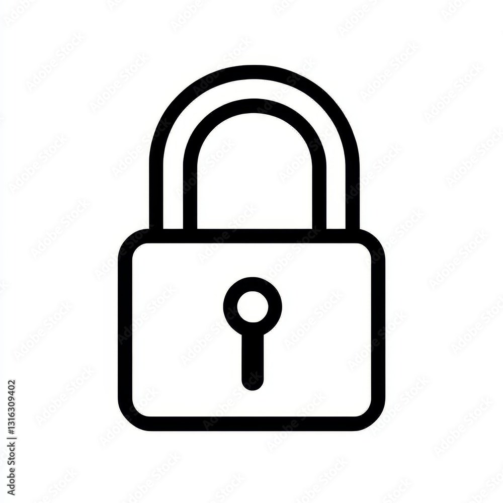 Simple black line art is used to depict an open padlock icon, which signifies security, privacy, and access, all on a white background Simple black line art is used to depict an open padlock icon, which signifies security, privacy, and access, all on a white background