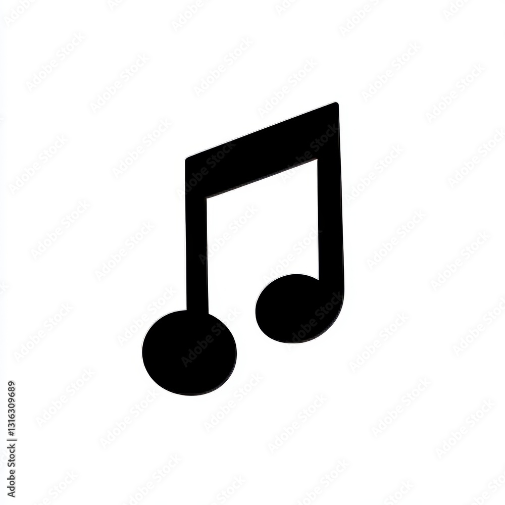 Black line art depiction of an eighth note on a white background, embodying the concepts of music composition and audio entertainment Black line art depiction of an eighth note on a white background, embodying the concepts of music composition and audio entertainment