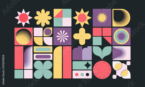 A modern vector-style illustration of minimalist geometric shapes, easily editable.