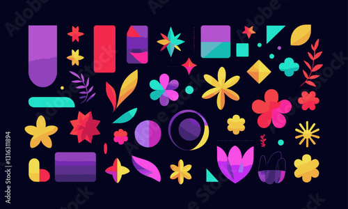 A modern vector-style illustration of minimalist geometric shapes, easily editable.
