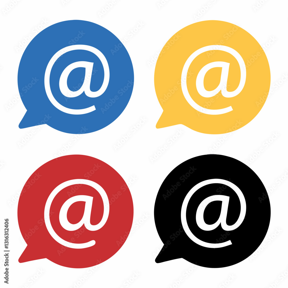 At Sign Message Bubbles vector illustration At Sign Message Bubbles vector illustration