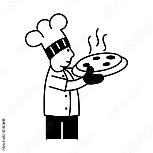 A chef dropping food illustration in doodle style 

