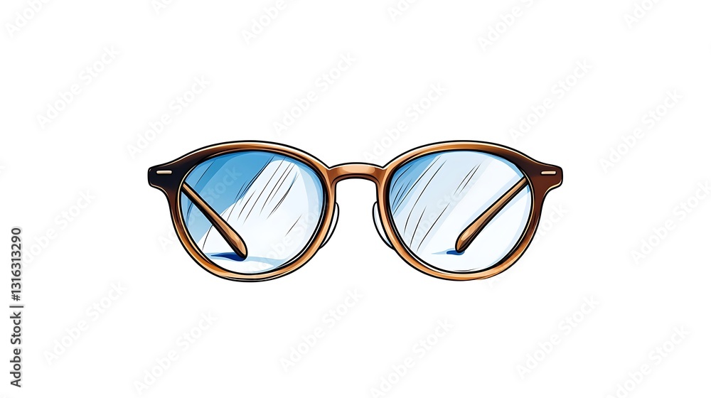 Fototapeta premium Round Eyeglasses: A Vibrant Hand-Drawn Illustration AI Generated