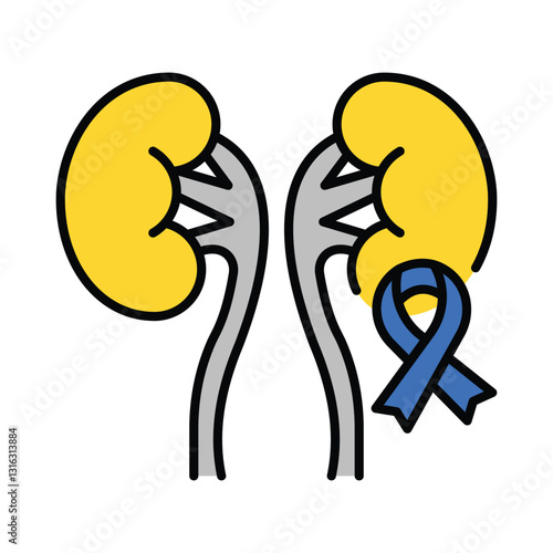 Kidney cancer vector filled outline icon. EPS 10 file