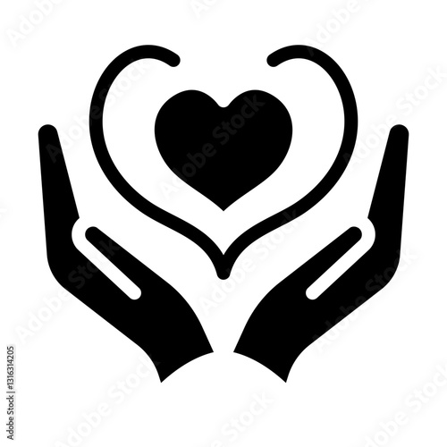 Heart in Hands Vector Design Icon Style