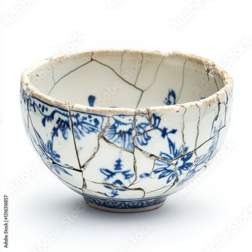 Antique porcelain bowl with intricate cracked design
