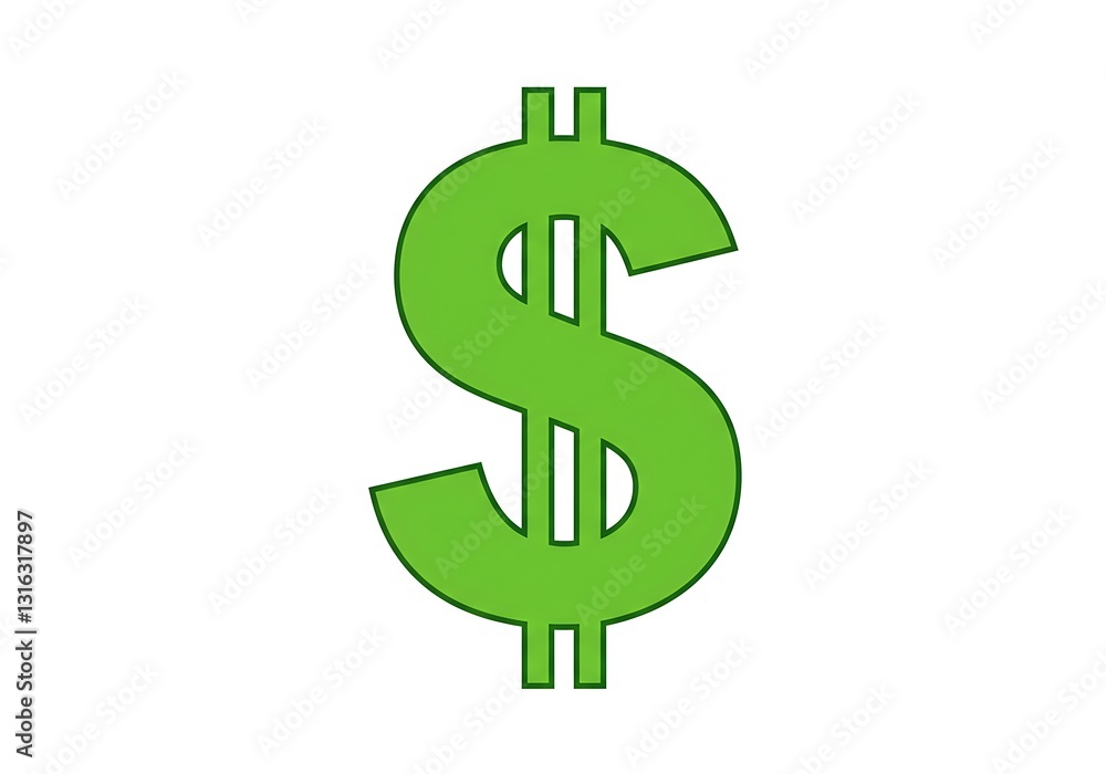 Green Dollar Sign Isolated on White Background Symbolizing Finance Green Dollar Sign Isolated on White Background Symbolizing Finance