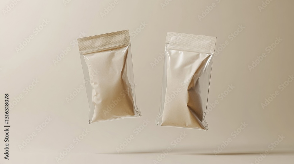 Kraft Paper and Plastic Pouches Mockup Kraft Paper and Plastic Pouches Mockup