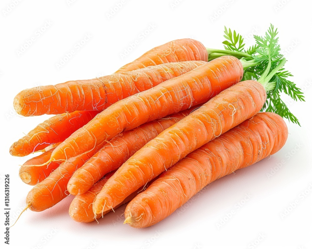 Fresh Carrots Isolated on a White Background in a Realistic and Detailed Photograph Fresh Carrots Isolated on a White Background in a Realistic and Detailed Photograph