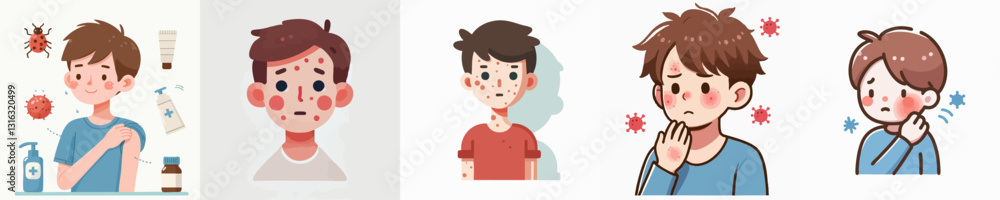 vector collection of a person with allergies and redness vector collection of a person with allergies and redness