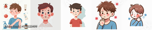 vector collection of a person with allergies and redness