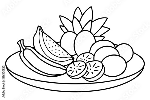 Healthy Summer Fruit Plate with Watermelon, Kiwi, and Pineapple