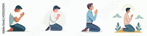 vector collection of a person praying and begging