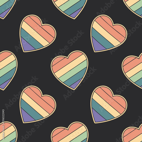 Colorful pride heart illustration on black background, love concept