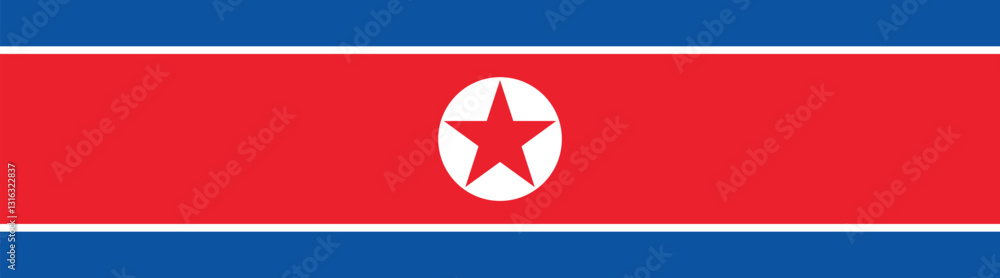 North Korea flag long banner digital vector illustration North Korea flag long banner digital vector illustration