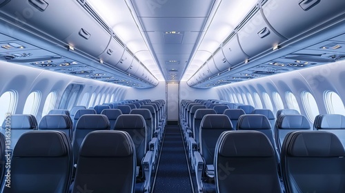 Wallpaper Mural Wide shot of an empty airplane cabin with seats and accents, hyper-realistic photography.  Torontodigital.ca