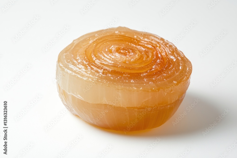 Caramelized onion masterpiece with layered texture isolated on white for gourmet culinary ingredient