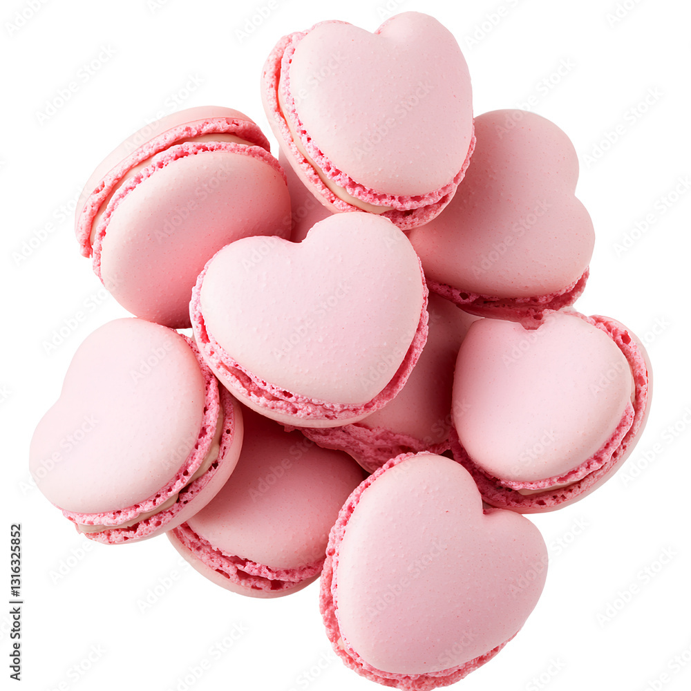 Valentine's Day pink heart-shaped macarons isolated on a transparent background Valentine's Day pink heart-shaped macarons isolated on a transparent background