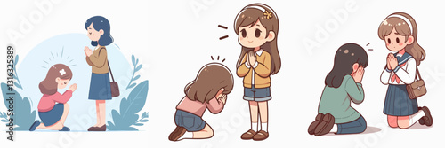 vector collection of a person begging