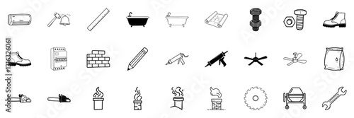 Home Improvement Icons Pack: Premium Digital Image for Renovation, Construction, DIY & Remodeling, Tools, Interior & Exterior Design, Pro, High Quality, Trendy Graphic Assets
