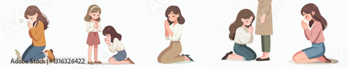 Vector of a person who is begging and praying