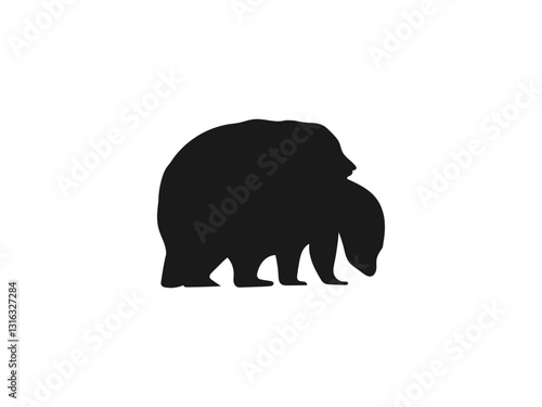 Simple Silhouette of Two Bears. Animals in Mating Positions. simple black silhouettes of horses engage in mating postures. vector on a white background.