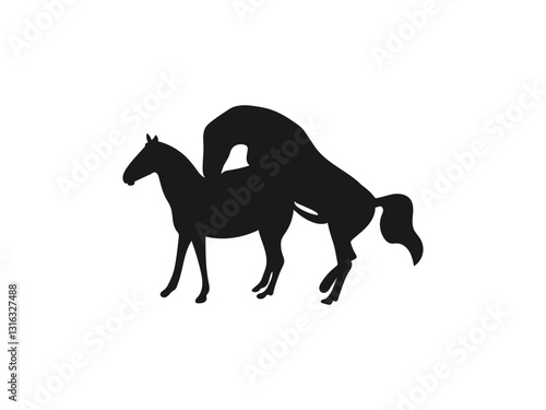 Horse mating silhouette Wildlife Silhouette. Animals in Mating Positions. Three simple black silhouettes of horses engaging in mating postures are vector on a white background.