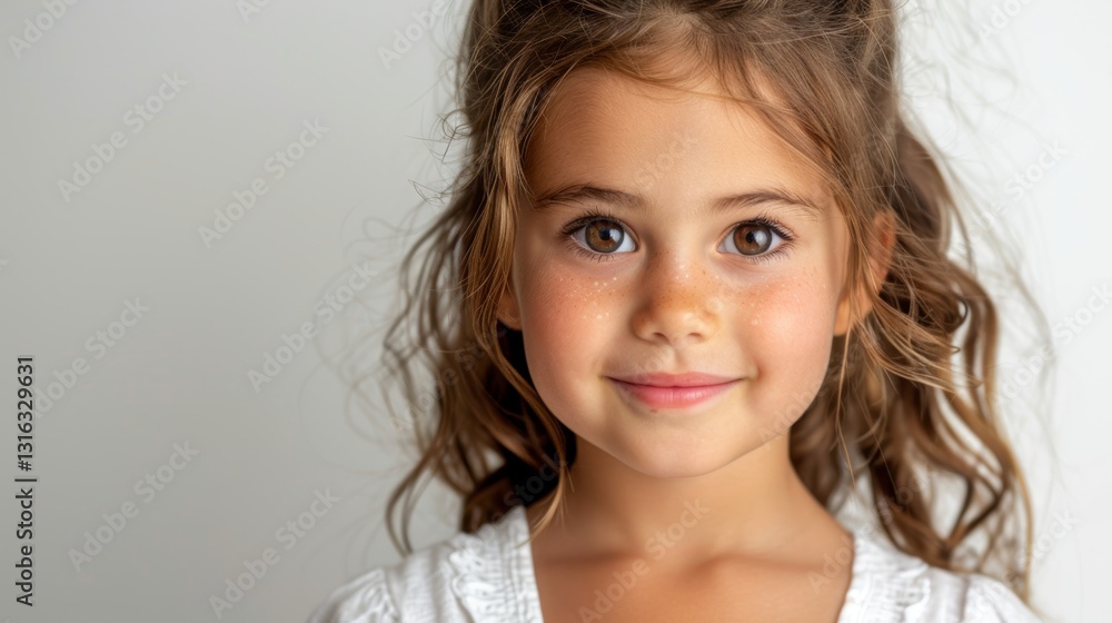 Happy Young Girl Smiling and Playing in a Bright White Background with Chaos Happy Young Girl Smiling and Playing in a Bright White Background with Chaos