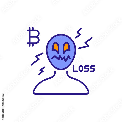 Fear & Loss Aversion in Trading: Decision Impact Analysis Colored Icons.