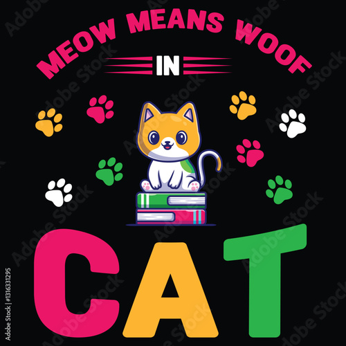 Cat t-shirt design or animal t-shirt vector design typography retro vintage design