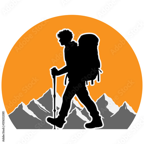 Hiking Logo Illustration.