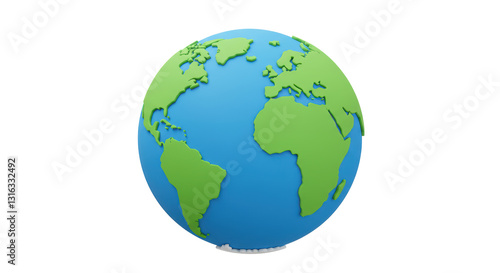 Isolated 3D Earth Globe Showing Continents