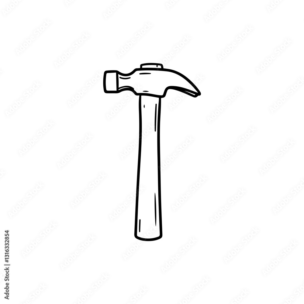 Simple Side View of Hammer with Straight Handle Simple Side View of Hammer with Straight Handle