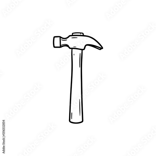 Simple Side View of Hammer with Straight Handle