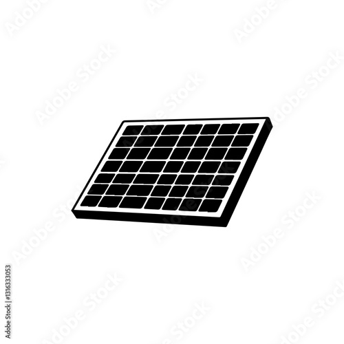Flat Solar Panel, Solar Cells Module, Renewable Energy Equipment, Photovoltaic Panel Illustration, Clean Energy Device