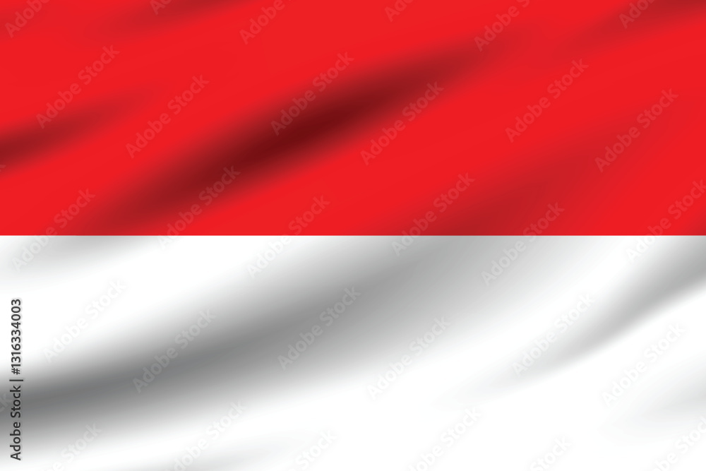 Obraz premium Indonesia flag official colors and proportion digital vector illustration. Pleated flag.