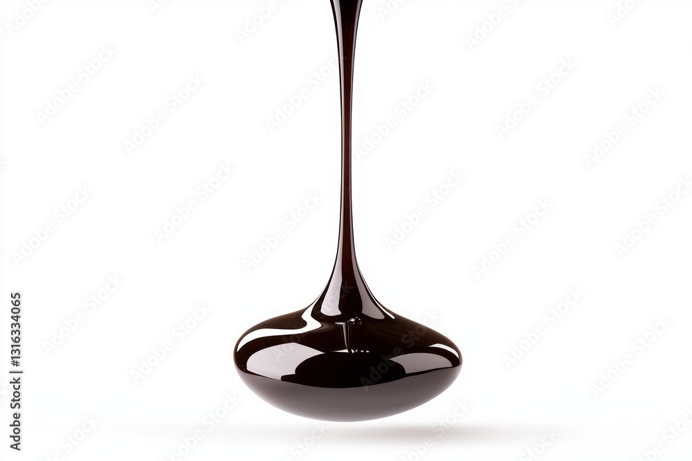 Viscous Chocolate Syrup Descends Flowing Gracefully Against a Pristine White Void Casting a Subtle Shadow Gloss Viscous Chocolate Syrup Descends Flowing Gracefully Against a Pristine White Void Casting a Subtle Shadow Gloss
