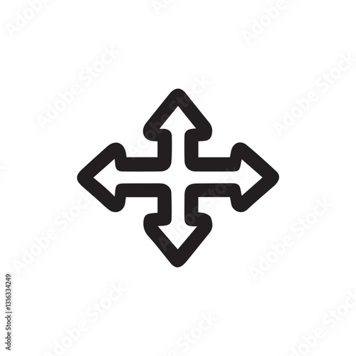 vector illustration of four dimentional arrow with editable strokes