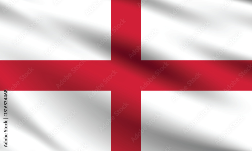 Obraz premium England flag official colors and proportion digital vector illustration. Pleated flag.