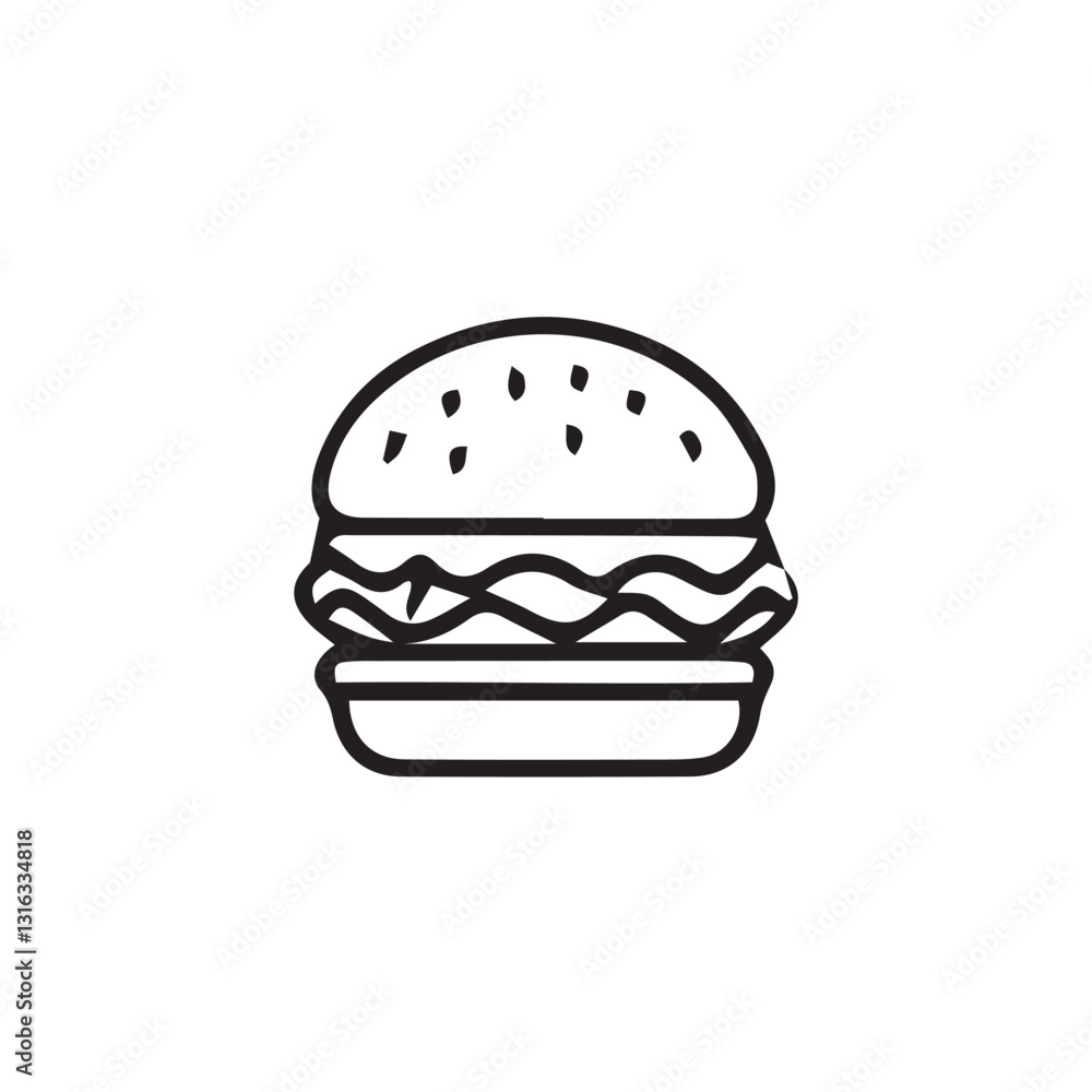 hamburger vector illustration with editable strokes