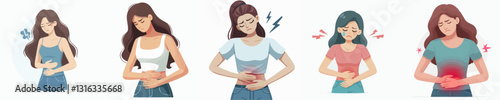 Vector of a person holding his stomach in pain