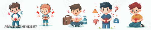 Vector of a person holding his stomach in pain
