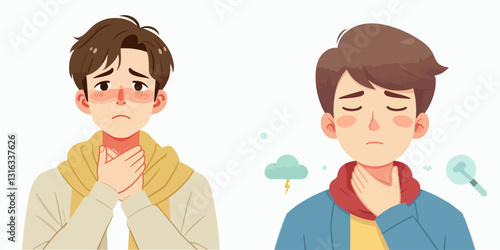 Vector of a person with a sore throat