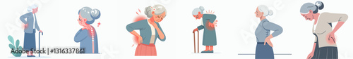 Vector of an elderly person with back pain