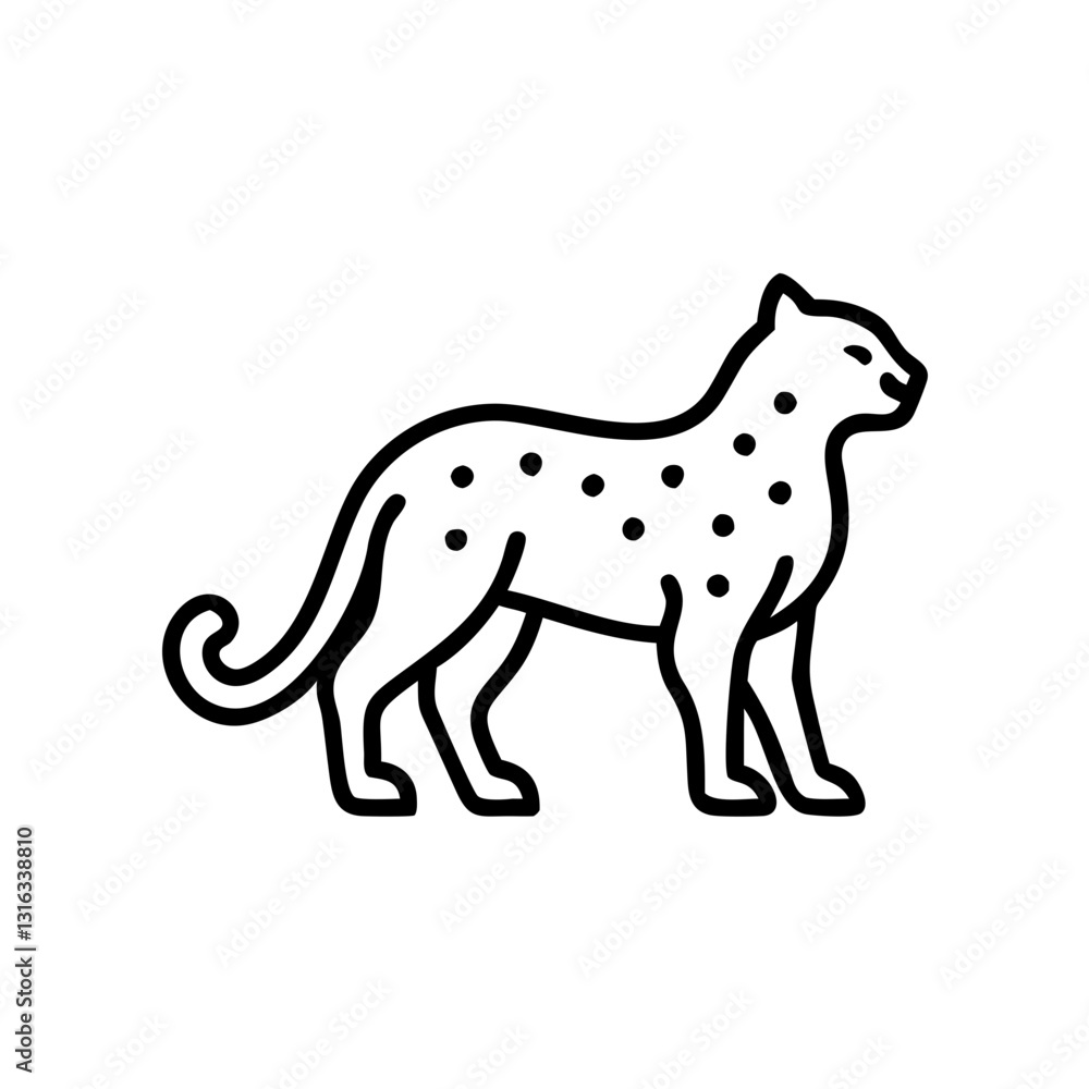 snow leopard icon in profile view, showcasing grace and agility, black outline, modern design snow leopard icon in profile view, showcasing grace and agility, black outline, modern design