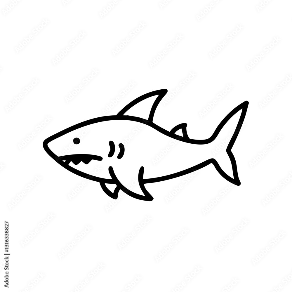 Fototapeta premium Shark icon, black outline, modern design