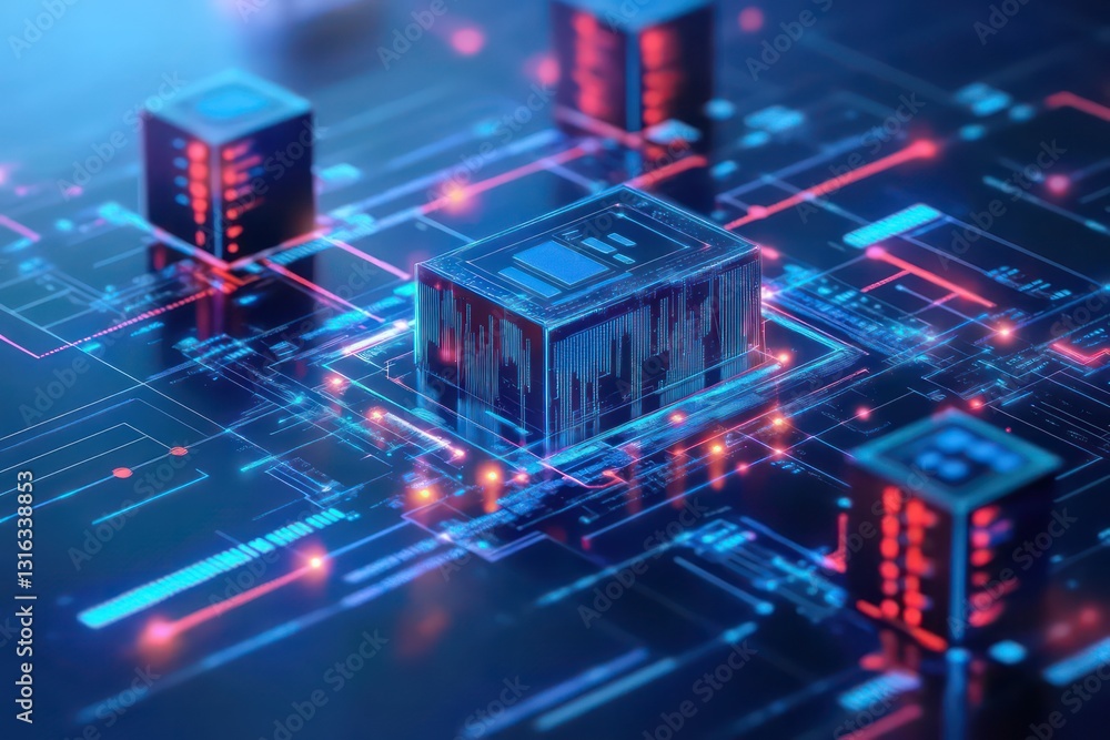 Obraz premium futuristic banking system, with AI-driven smart contracts executing transactions in real-time