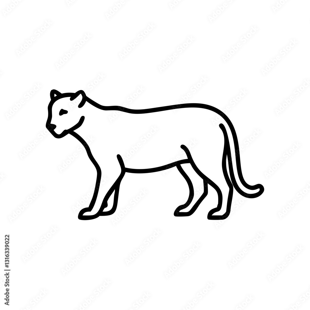Fototapeta premium puma icon, black outline, modern design