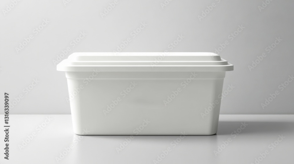 White Rectangular Plastic Storage Container with Lid White Rectangular Plastic Storage Container with Lid
