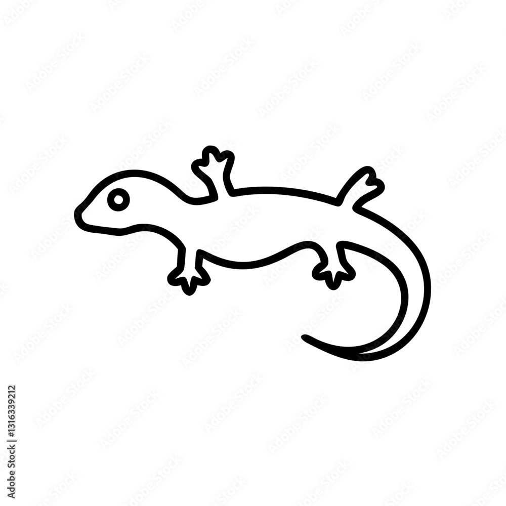 newt icon in motion, black outline, modern design newt icon in motion, black outline, modern design